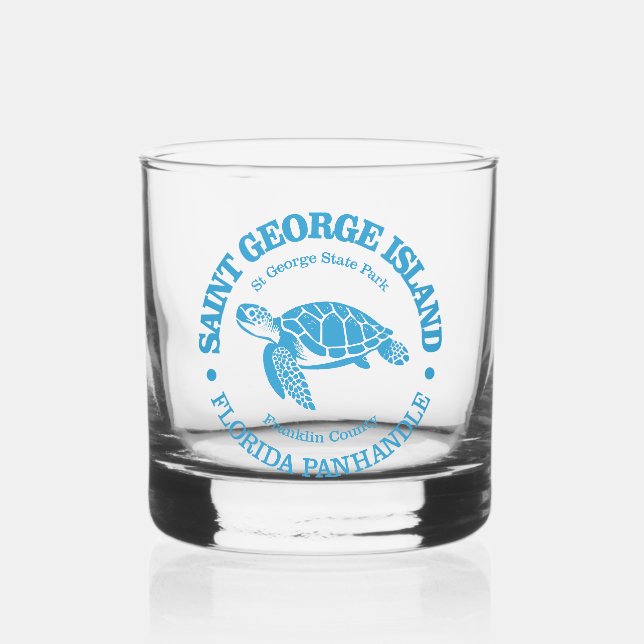 St George Island (sea turtle) Whiskey Glass (Front)