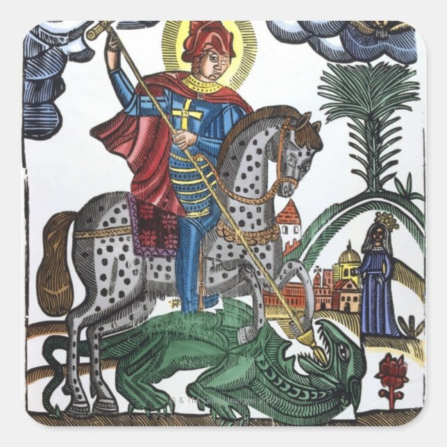 St. George killing dragon Square Sticker (Front)