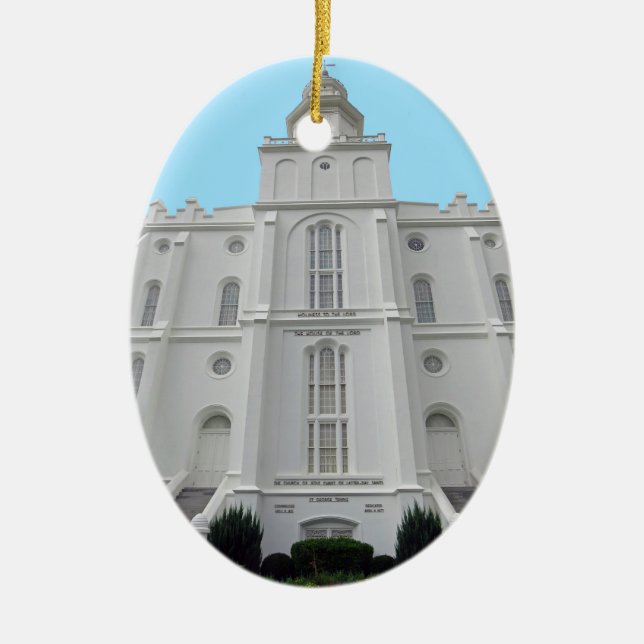 St. George LDS Temple Ceramic Tree Decoration (Front)