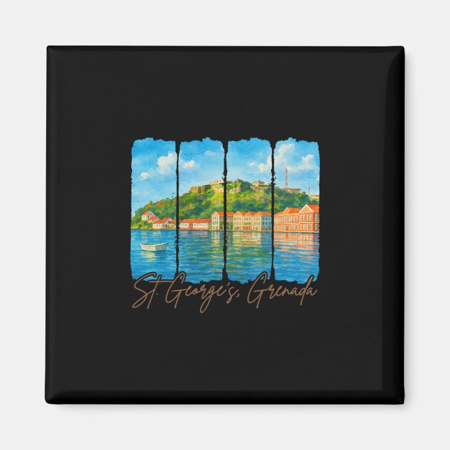 St. George’s Grenada Traveling Trip Brushstroke So Magnet (Front)