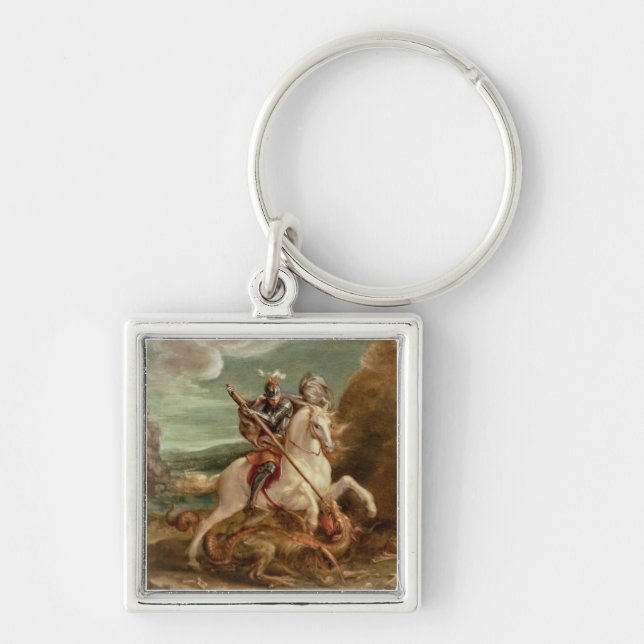 St. George slaying the dragon, (oil on panel) Key Ring (Front)
