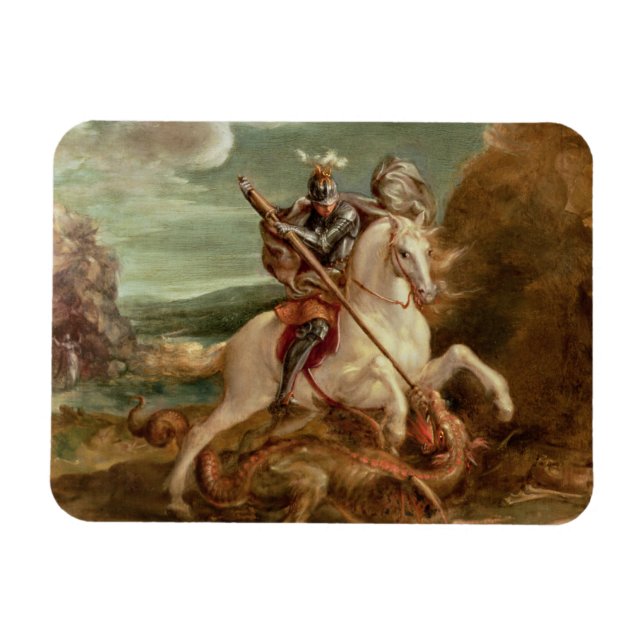 St. George slaying the dragon, (oil on panel) Magnet (Horizontal)
