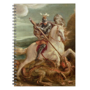 St. George slaying the dragon, (oil on panel) Spiral Notebook