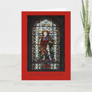 St George stained glass - Luck with Coming Out Card