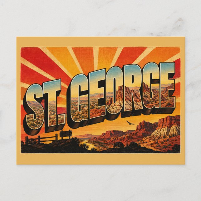 St. George Utah Red Cliffs Desert Art Postcard (Front)