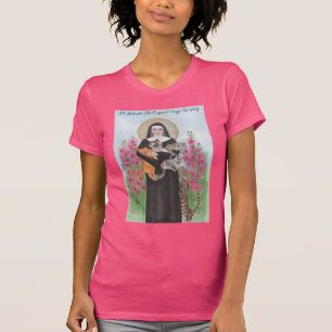St. Gertrude Cat Lady Watercolor Folk Art Pink T-Shirt