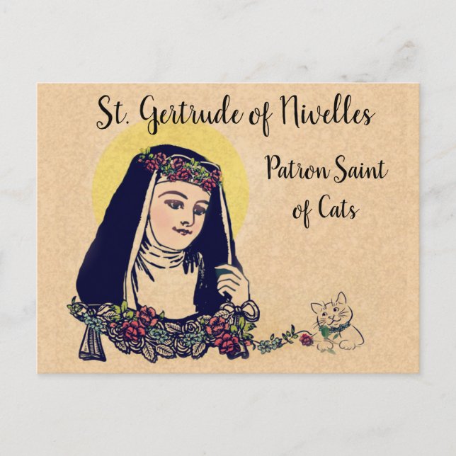 St. Gertrude of Nivelles Patron Saint of Cats Postcard (Front)