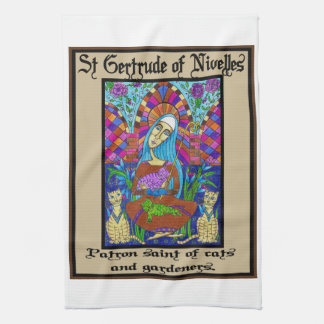 St Gertrude of Nivelles Tea Towel