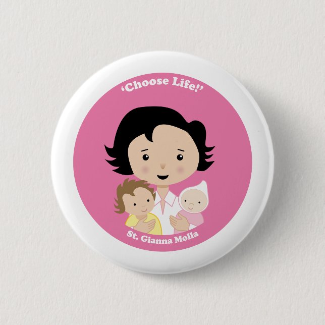 St. Gianna Molla 6 Cm Round Badge (Front)