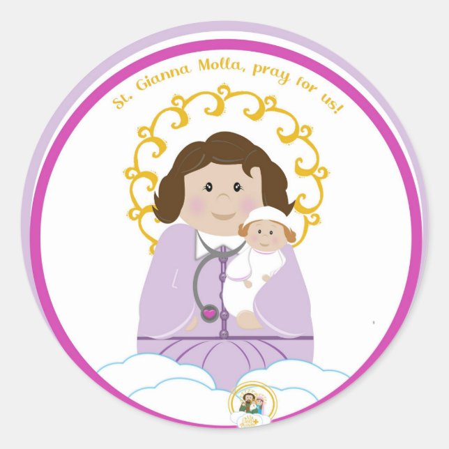 St. Gianna Molla Classic Round Sticker (Front)