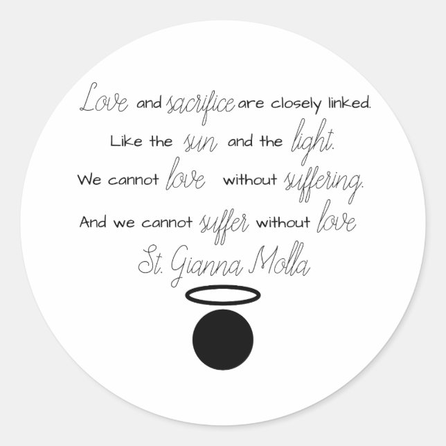 St. Gianna Molla Quote Classic Round Sticker (Front)