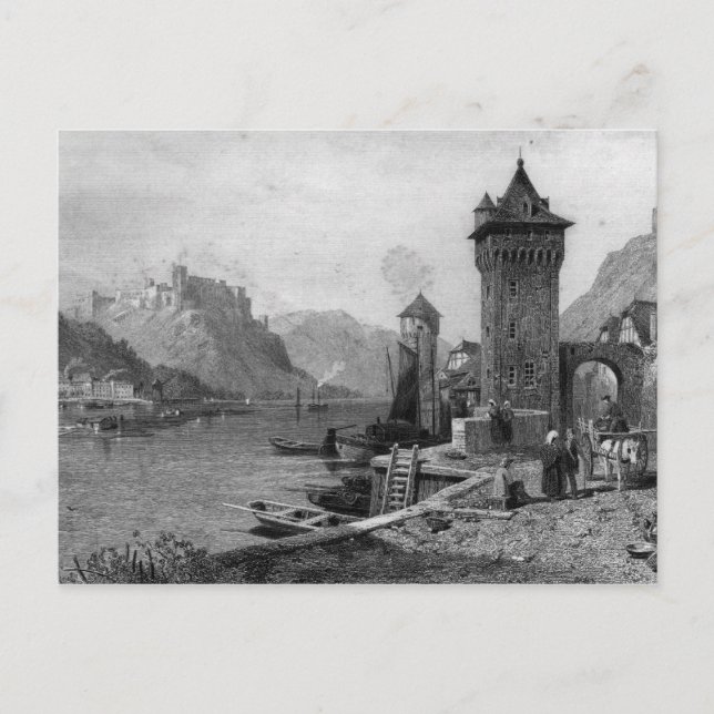 St. Goar, engraved by J. Outhwaite Postcard (Front)