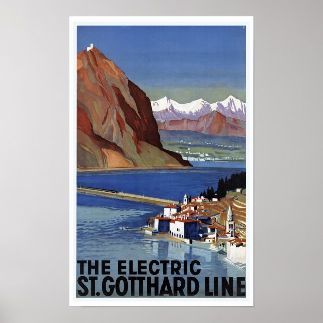 St.Gotthard Line Switzerland - Vintage Travel Poster (Front)