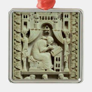 St. Gregory writing with scribes below Metal Tree Decoration