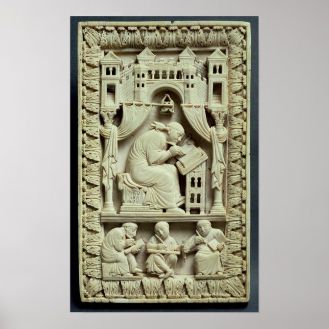 St. Gregory writing with scribes below Poster (Front)