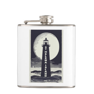 St. Helena Island Michigan Lighthouse Moon Hip Flask