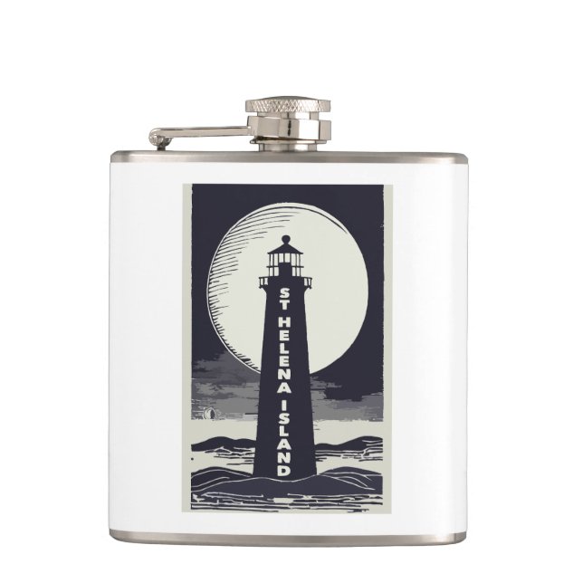 St. Helena Island Michigan Lighthouse Moon Hip Flask (Front)