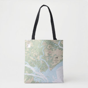 St Helena Sound Nautical Chart 11517 Tote Bag