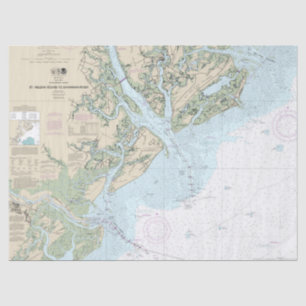St Helena Sound to Savannah River Nautical Chart Tissue Paper