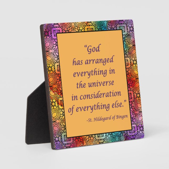 St Hildegard of Bingen Quote Plaque w/Easel (Front)