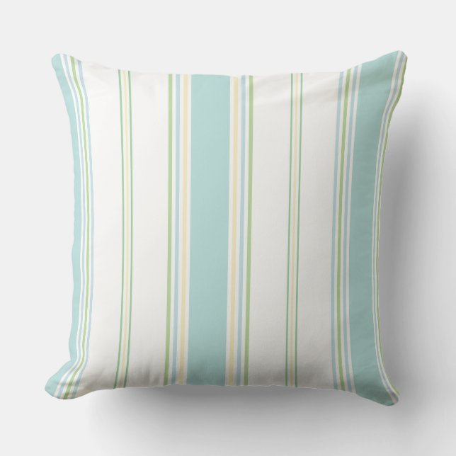 St Ives Stripe aqua seaglass Cushion (Front)