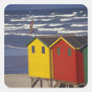 St. James Bay Bathing Boxes, near Capetown, 3 Square Sticker