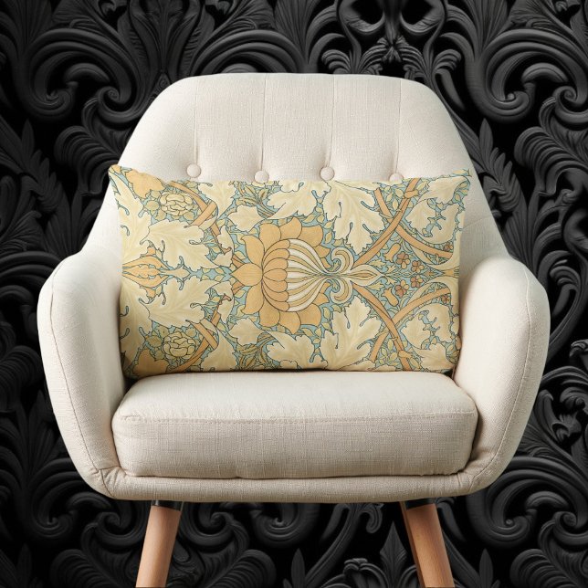 St. James by William Morris, Acanthus Leaves Lumbar Cushion (St. James by William Morris, Textile Pattern Lumbar Pillow)