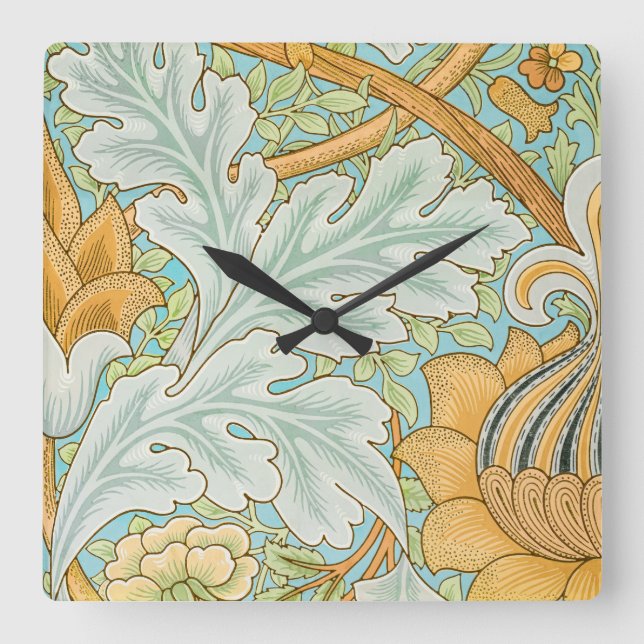 St James Pattern (by William Morris) Square Wall Clock (Front)
