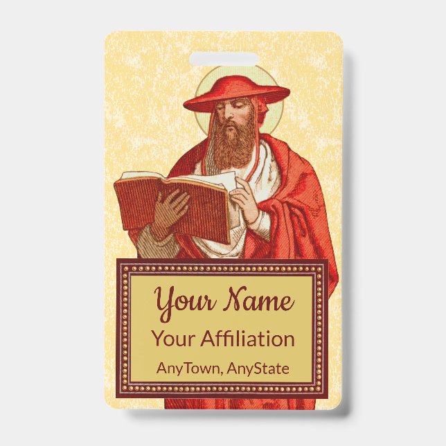 St. Jerome as Cardinal with Book (P 004) ID Badge (Front)