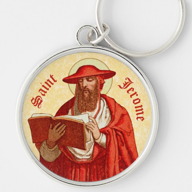 St. Jerome as Cardinal with Book (P 004) Key Ring (Front)