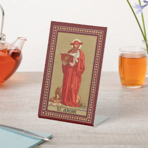 St. Jerome as Cardinal with Lion (P 004) Pedestal Sign