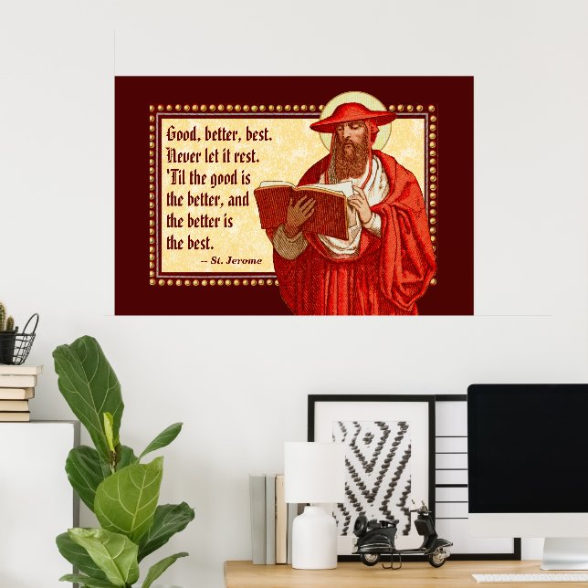 St. Jerome as Cardinal with Motivational Quote Poster (Home Office)