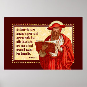 St. Jerome as Cardinal with Pious Book Quote Poster