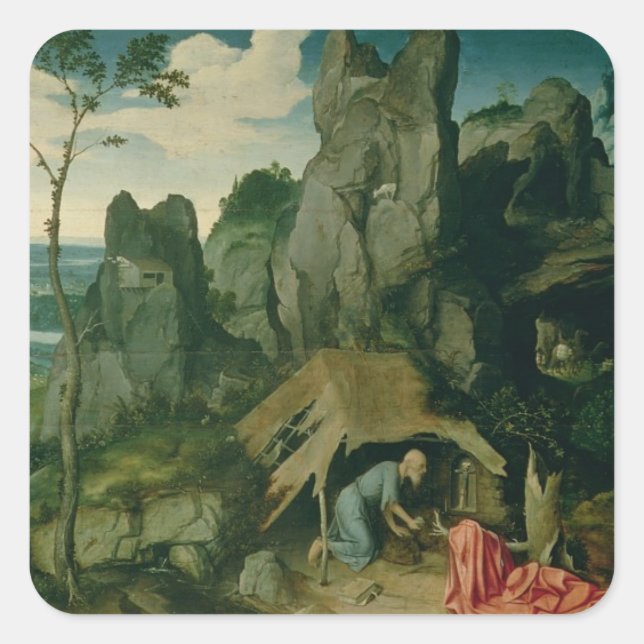 St. Jerome in the Desert (oil on panel) (see also Square Sticker (Front)