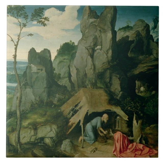 St. Jerome in the Desert (oil on panel) (see also Tile (Front)