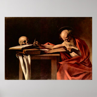 St. Jerome while writing by Caravaggio Poster
