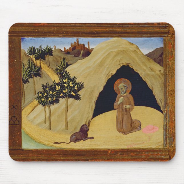 St. Jerome with the lion, 1436 (tempera on panel) Mouse Pad (Front)