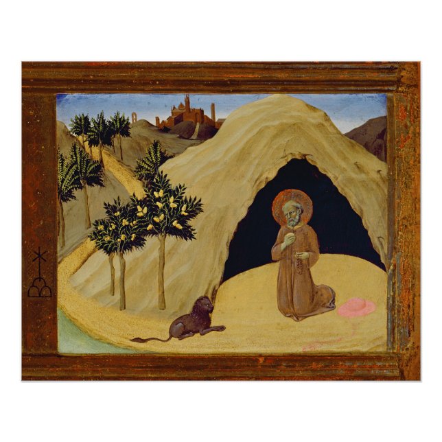 St. Jerome with the lion, 1436 (tempera on panel) Poster (Front)