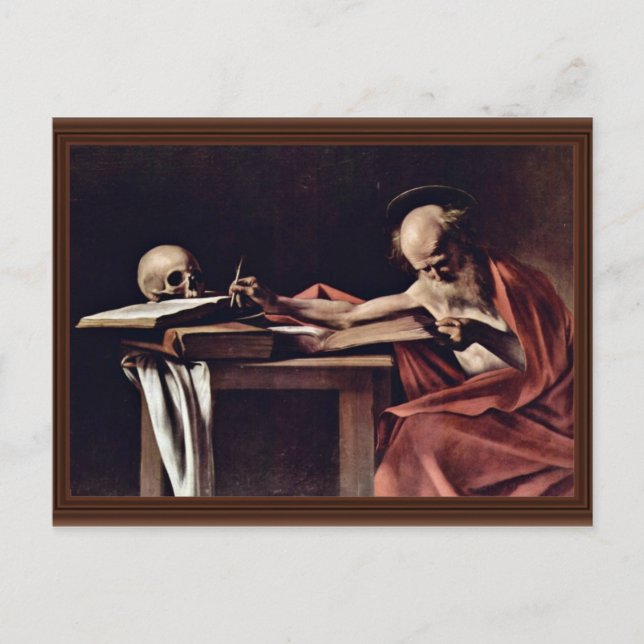 St. Jerome Writing By Michelangelo Merisi Da Carav Postcard (Front)