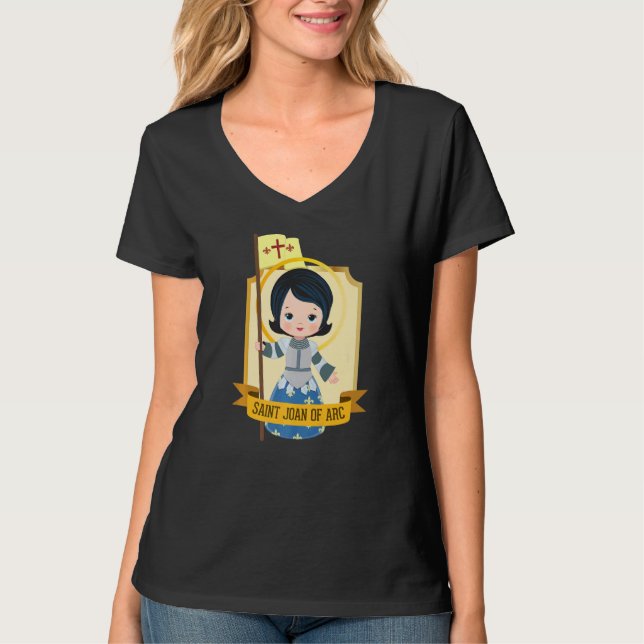 St Joan Of Arc For Kids Cute Catholic Girl Saints  T-Shirt (Front)