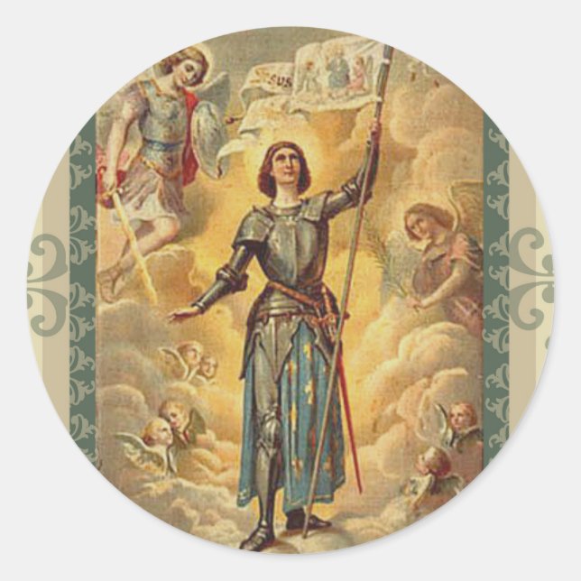 St. Joan of Arc St. Michael Angels Soldier Classic Round Sticker (Front)
