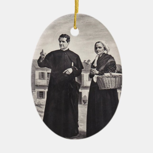 St. John Bosco with Mother Ceramic Tree Decoration (Front)