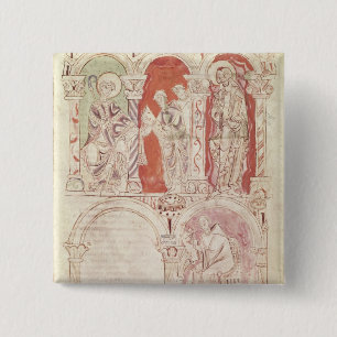 St. John Cassian writing and monks offering 15 Cm Square Badge