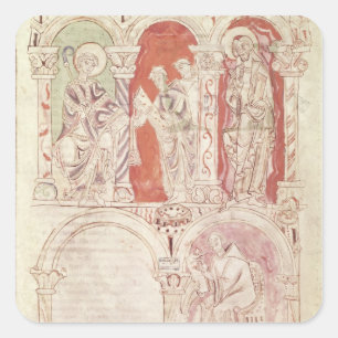 St. John Cassian writing and monks offering Square Sticker