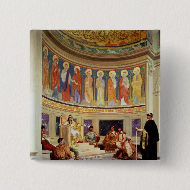 St John Chrysostom  exiled by Empress Eudoxia 15 Cm Square Badge (Front)