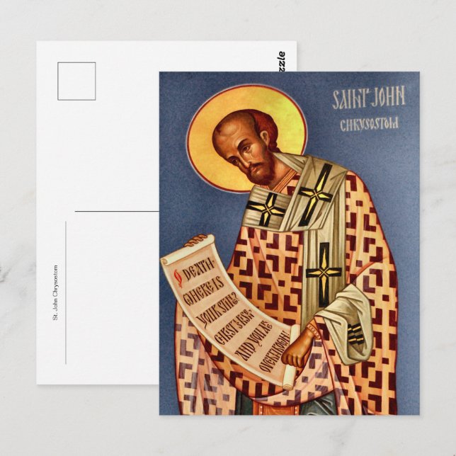 St. John Chrysostom Orthodox Christian Icon Postcard (Front/Back)