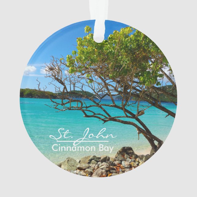 St. John Cinnamon Bay Beach Round Ornament (Back)