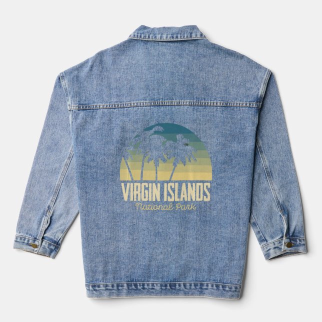 St. John Palm trees National Park Virgin Islands S Denim Jacket (Back)