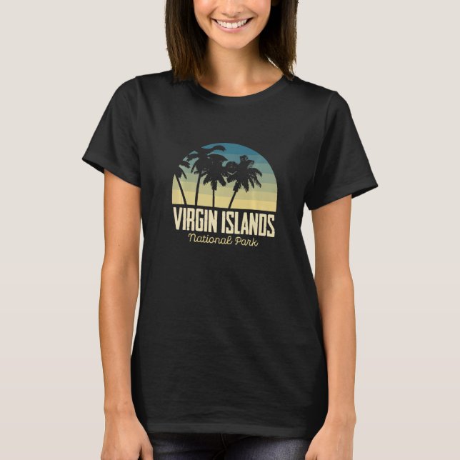 St. John Palm trees National Park Virgin Islands S T-Shirt (Front)
