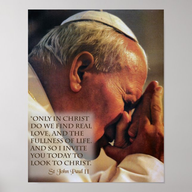 St John Paul II In Prayer Poster (Front)